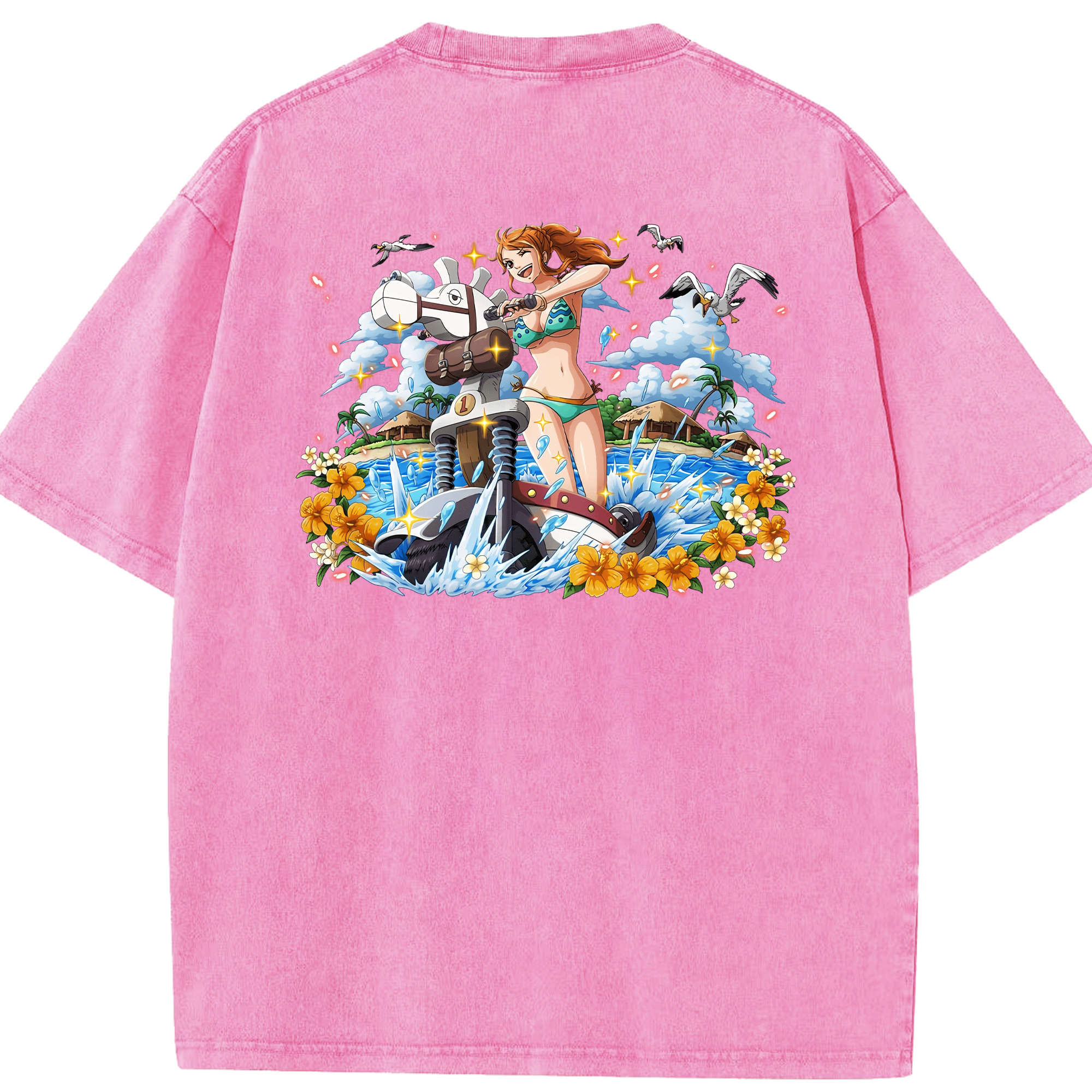 ワンピース ナミ ONE PIECE Nami 綿100% ヴィンテージ風 半袖Tシャツ（背面プリント）
